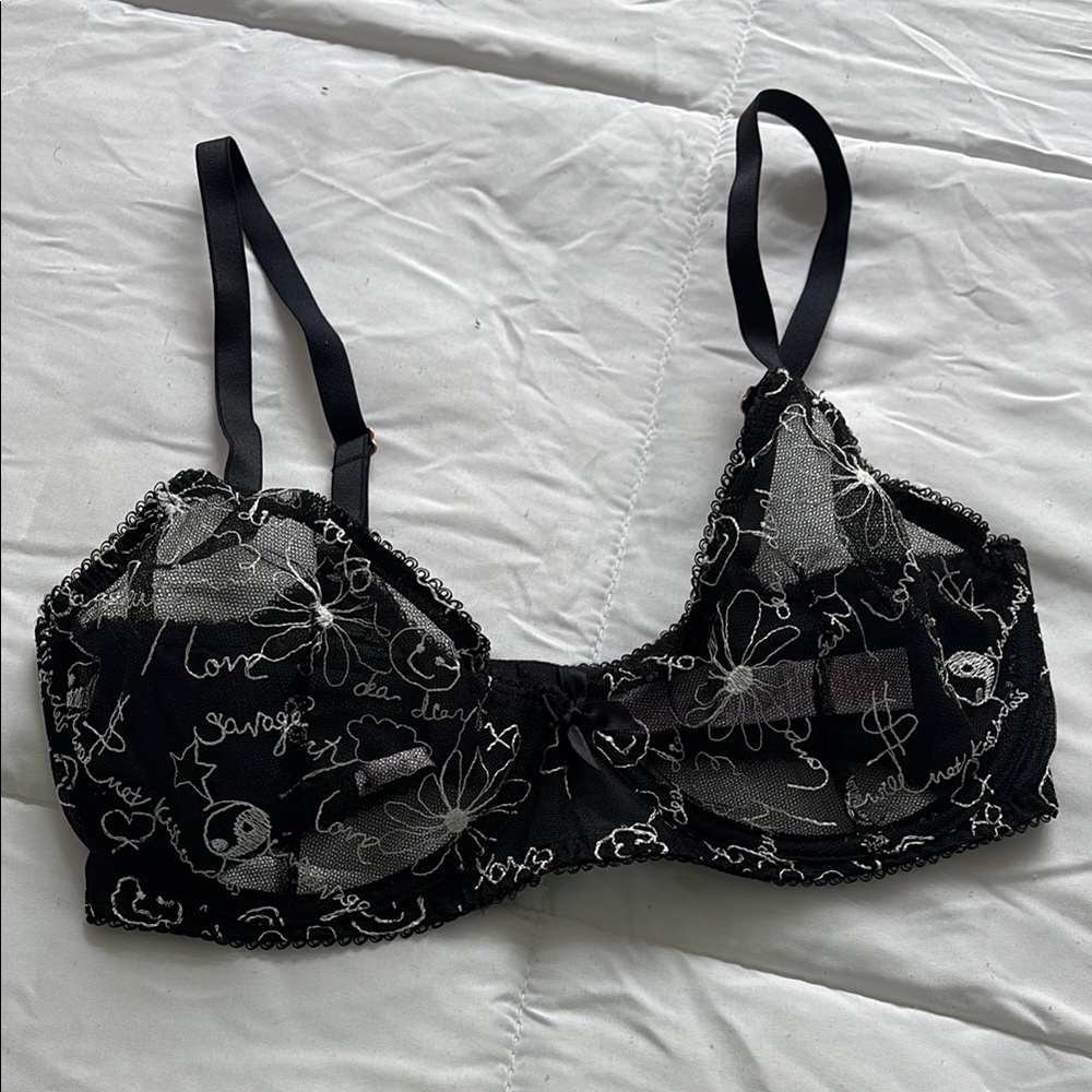 Dear Diary Embroidered Unlined Bra
